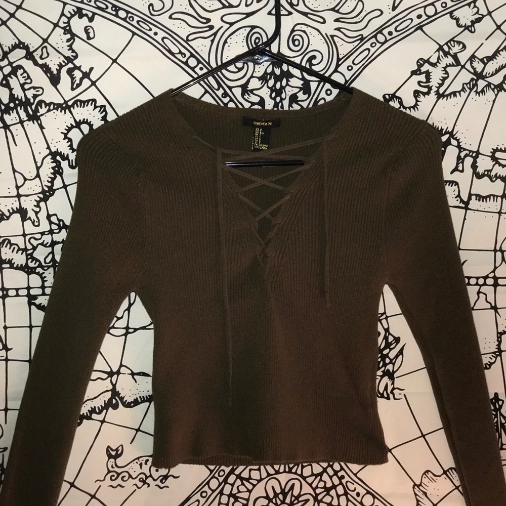 forever 21 longsleeve lace up top. sz - small